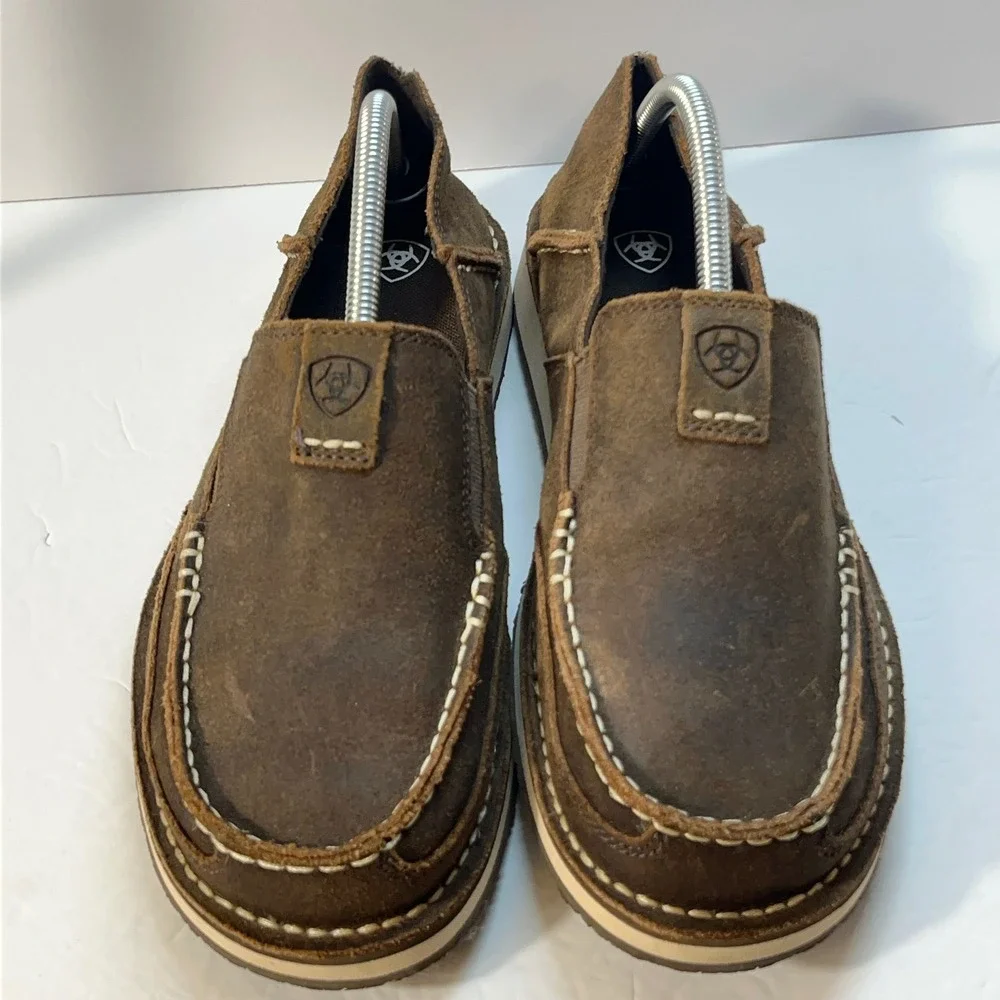 Ariat Mens Cruiser Slip On 9.5D Brown Leather Moc Toe Shoes Loafers 10019871